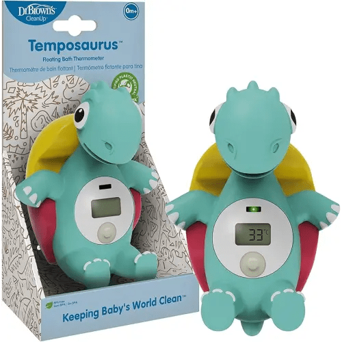 Dr. Brown's CleanUp Temposaurus Floating Bath Thermometer for Accurately Measuring Baby's Bath Water Temperature, BPA free