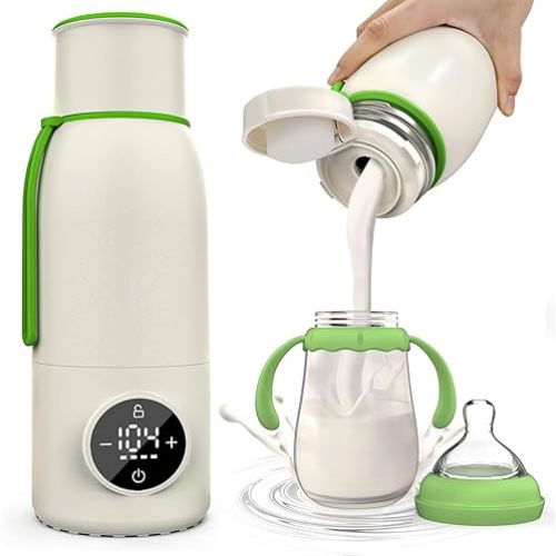 Portable Bottle Warmer for Travel, Baby Portable Milk Warmer 4Min Fast Heat, 20Hour Heat Retention,17 Oz Cordless Rechargeable for Night Feeding Breastmilk Formula, First Mothers Day Gifts for New Mom