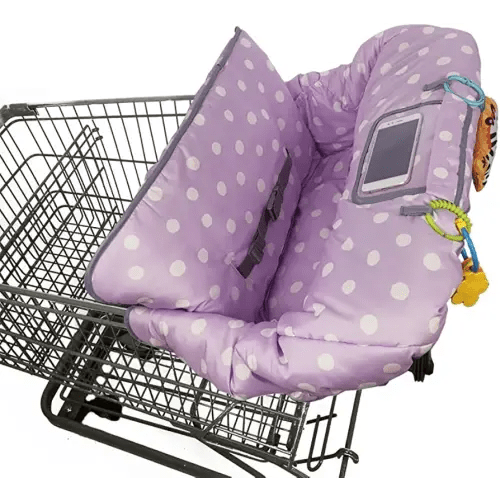 Shopping Cart Cover for Baby boy Girl, Multi-in-1 Cart Covers for Babies, Infant High Chair Cover, Machine Washable, Soft Padded Grocery cart seat Cushion Cover, Purple dot