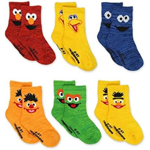 Sesame Street Elmo Boy's Girl's Multi Pack Crew Socks with Grippers (Baby/Toddler)