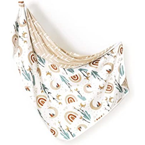 GRSSDER Baby Blankets Super Soft Jersey Knit Swaddle Blanket for Baby Girls and Boys, Double Layer Receiving Blankets 34 x 44 Inches Extra Large for Baby Show Gift, Rainbow Creative Pattern