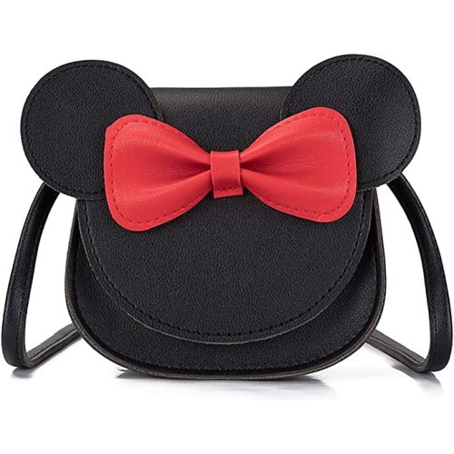 Little Girls Toddlers Mini Crossbody Shoulder Bag Coin Purse with Cute Mouse Ear Bowknot - Black