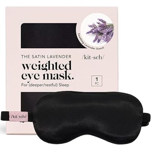 Kitsch Eye Mask for Sleeping, Lavender Softer Than Silk Sleep Mask, Light Blocking and Stylish Eye Cover, Travel Essentials for Women and Men, Valentines Gift - Black