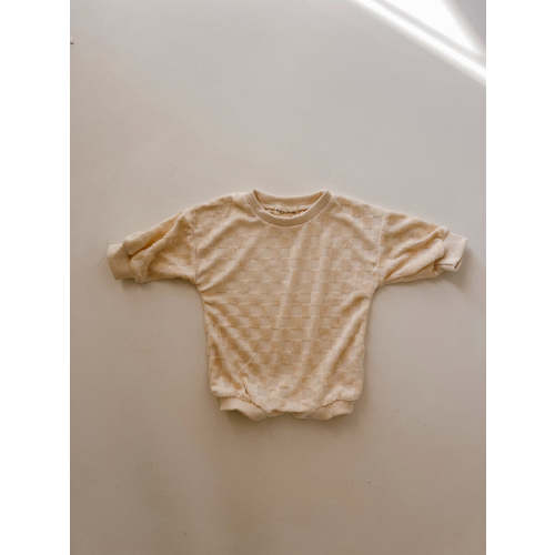Cream Checkerboard | Long Sleeve Romper