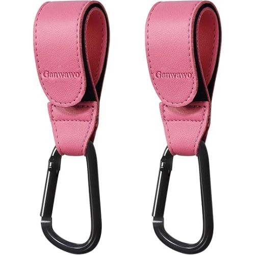 Stroller Hook, 2PCS Portable Stroller Hooks for Hanging, Multipurpose Organizer Hook Clip for Bugaboo,Strollers, wheelchairs,Walkers ((Pink Pu)