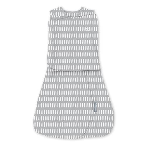Ingenuity Arms Free Transitional Baby Swaddle, Size 3-6 Months, 14-18 Pounds, Arms Swaddled in or Out, 1.0 TOG - Dashed Lines