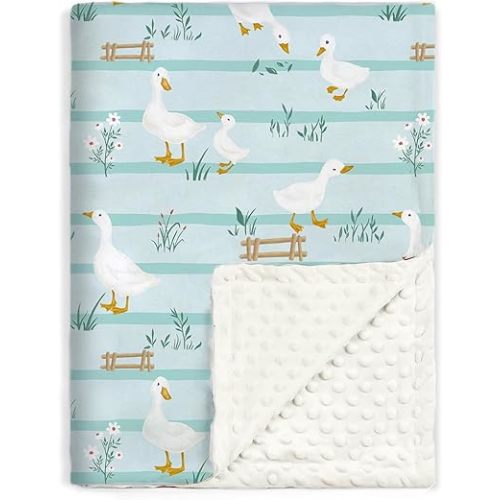 BORITAR Super Soft Baby Blanket for Boys Minky Fabric Bed Blanket with Double Layer Dotted Backing, Cute Farm Animal Design Blanket for Infant Toddler Newborn 30 x 40 Inch
