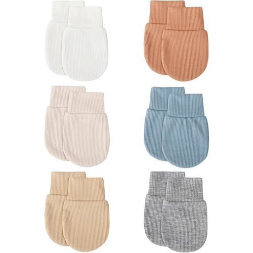 BQUBO 6 Pairs Newborn Baby Boys Girls Mittens 0-6 Months Unisex-Baby Infant Mittens Elastic No Scratch Wrist Gloves