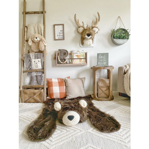 Regular Size Brown Grizzly Bear Rug for Nursery | Woodland Nursery Rug by ClaraLoo Creations