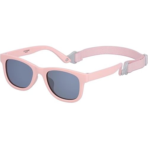 COCOSAND Flexible Polarized Baby Sunglasses with Strap for Newborn Infant Boys Girls Age 0-24 Months
