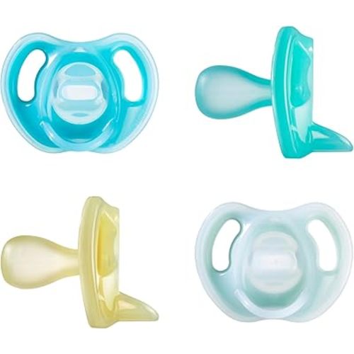 Tommee Tippee Ultra-light Silicone Pacifier, Symmetrical One-Piece Design, BPA-Free Silicone Binkies, 6-18 months, Pack of 4 Pacifiers