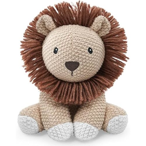 Lion Stuffed Animal for Kids,8inch Sit Lion Toys Hand Knit Doll Baby Cute Doll Bed Time,Handmade Knit Animal Toy Soft Cotton Knitted Animals Teddy Bear Christmas Birthday Gifts (Knit Lion)