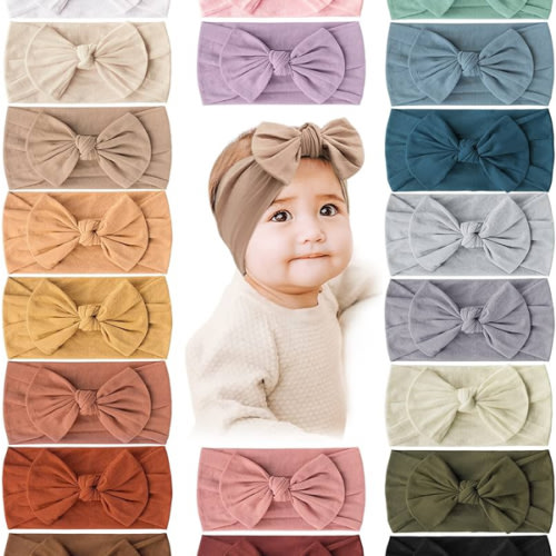 Prohouse 20PCS Baby Nylon Headbands Hairbands Hair Bow Elastics for Baby Girls Newborn Infant Toddlers Kids(Clay)