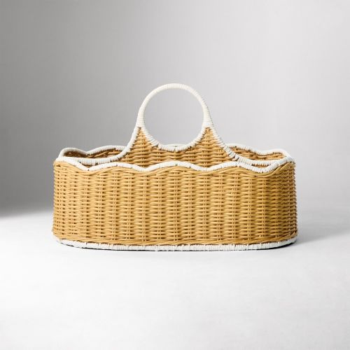 Scallop Rattan Diaper Caddy