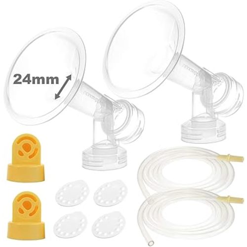 Nenesupply Pump Parts with 24mm Flanges Compatible with Medela Pump in Style Parts Accessories Breast Pump Not Original Medela Pump Parts Incl. 24mm Flange Breastshield Connector Valve Membrane Tubing