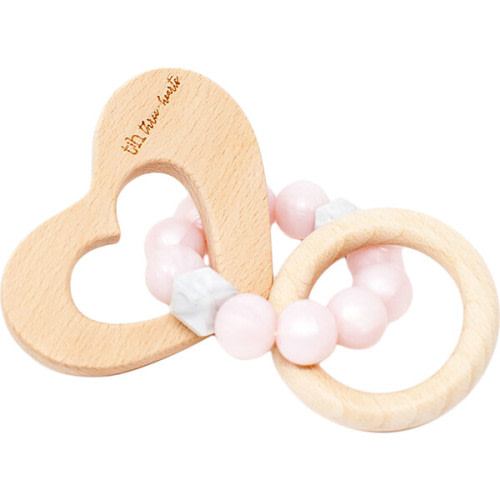 Heart Rattle, Pink Pearl - Three Hearts | Maisonette