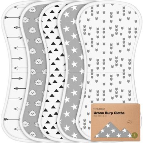 Keababies 5pk Urban Baby Burp Cloths, Organic Burping Cloth For Babies, Burp Rags For Baby Girls, Boys (grayscape)