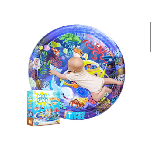 Premium Tummy Time Water Mat, Extra Large Multi-Stage Activity Center Promoting Baby Motor & Sensory Development, Inflatable Playmat Visual Stimulation Gift Infants Toddlers Boys Girls