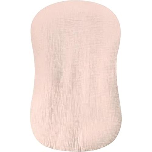 Hooyax Muslin Baby Lounger Cover 1 Pack, 100% Cotton Soft & Breathable Infant Lounger Covers Only for Newborn (Light Pink)