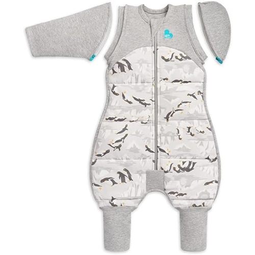 Love to Dream Swaddle UP Transition Suit Extra Warm 3.5 TOG, Grey, Large, 19-24 lbs, Patented Zip-Off Wings & Self-Soothing Wings, Gently Help Baby Safely Transition from Being Swaddled to Arms Free