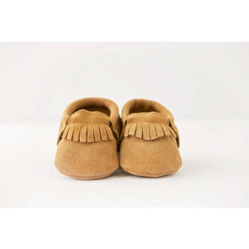 Caramel Brown Organic Suede Leather Baby Moccasins
