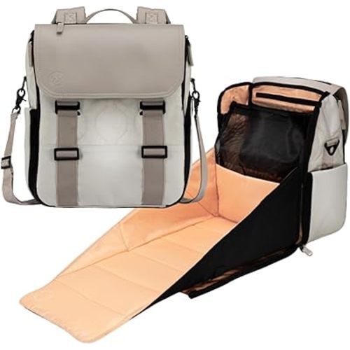 PAPERCLIP Diaper Bag Backpack with Patented Changing Station - Unisex Baby Bag for Travel - Large Eco-Friendly Diaper Bags for Mom and Dad (Mushroom)