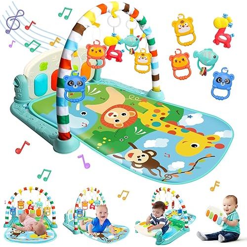 TOY Life Baby Play Mat for Babies 0-6 Months - Tummy Time Activity Center: Kick and Play Piano Gym