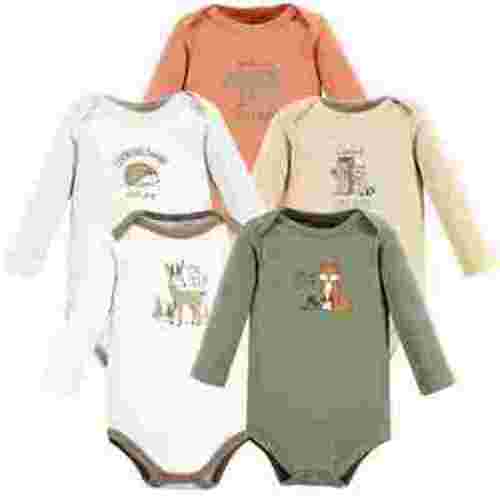 Hudson Baby Infant Boy Cotton Long-Sleeve Bodysuits, Forest Deer 5-Pack, 0-3 Months