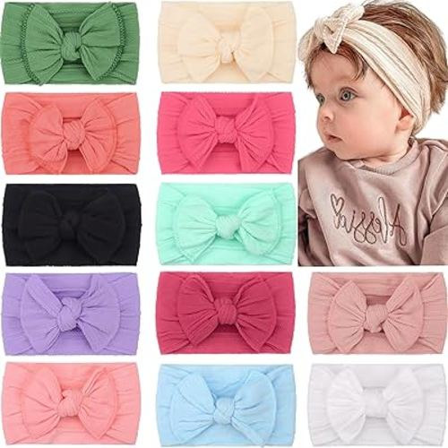 CÉLLOT Super Stretchy Soft Knot Headbands with Hair Bows Head Wrap Hair Accessories For Newborn Baby Girls Infant Toddlers Kids