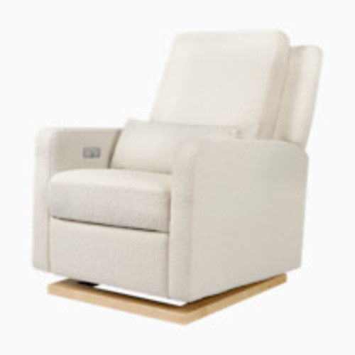 babyletto Sigi Electronic Recliner and Glider - Ivory Boucle With Light Wood Base