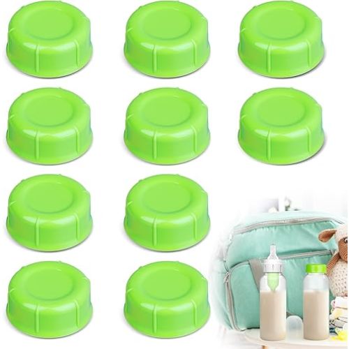 10pcs Narrow Baby Bottle Caps Compatible with Dr Brown's, Medela, Ameda Bottles Travel and Storage Baby Bottle Lids for Natural Flow and Options Natural Flow Cap Replace for Narrow-Neck Bottle (Green)