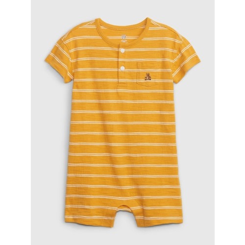 Baby Stripe Henley Shorty One-Piece in rugby gold, size: 6-12 M
