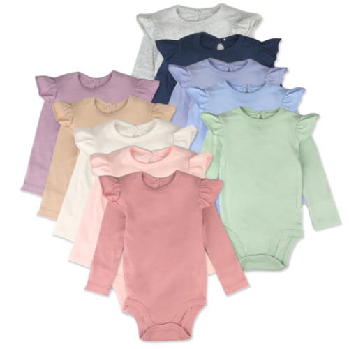 10-Pack Organic Cotton Long Sleeve Bodysuits (6-9M)