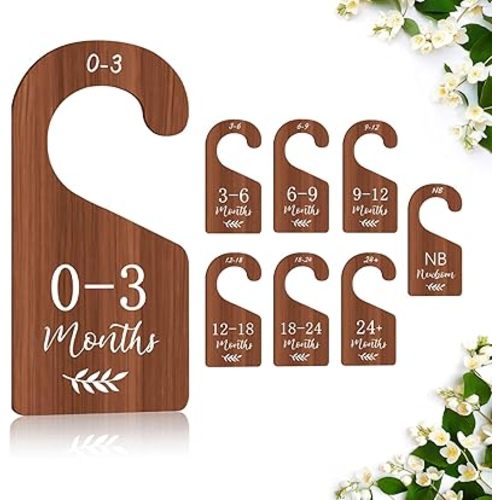 Wooden Baby Closet Dividers for Baby Clothes Organizer,Colorful Baby Closet Organizer For Nursery Decor,Baby Clothes Dividers For Closet Size Hangers, Gifts for New Mom Dad Parents