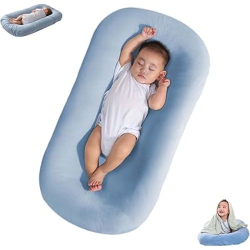 Baby Lounger for Newborn 0-24 Months, Baby Nest, Snuggle Me Lounger, Bionic Design Baby Nest Sleeper, Soft Organic Breathable Lounger Pillow for Newborn Infants (Blue Newborn Lounger)