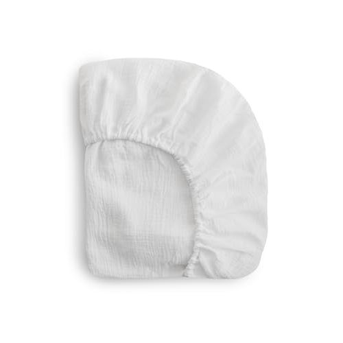 mushie Extra Soft Muslin Fitted MINI Crib Sheet | 24"x 38" (White)