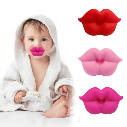 Funny Baby Pacifiers, Lips Pacifiers 0-18 Months, BPA Free(3 Packs)