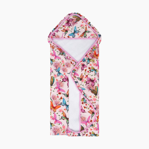 Posh Peanut Ruffled Hooded Towel - Watercolor Butterfly, One Size