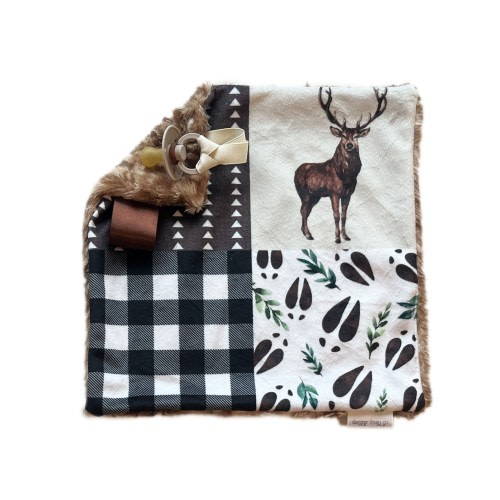 Rustic Buck Pacifier Blanket, Woodland Minky Lovey Blanket, Fawn Binky Blanket