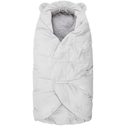 7AM Enfant Baby Car Seat - Nido Quilted Baby carier Cover, Hooded Soft Plush Lining, Stroller | (Whisper White, Small 0-6M)