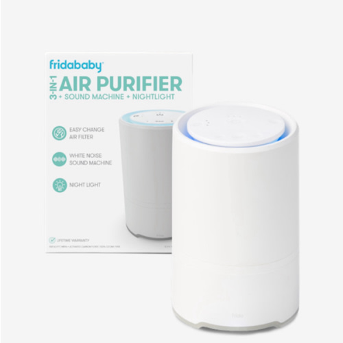 Frida Baby 3-in-1 Baby Air Purifier for Allergy Relief, Sound Machine for Sleeping + Nightlight, HEPA Filter Purifier for Bedroom with 3 Fan Speeds, Easy-Change Filter, Auto-Off Timer