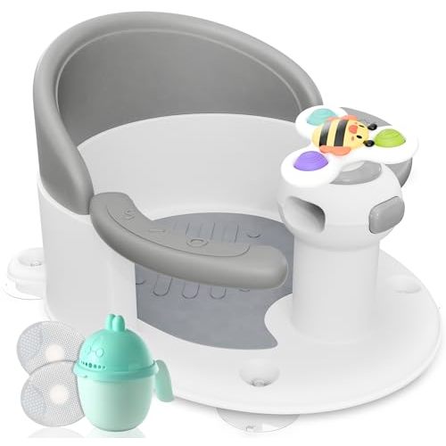 BEBELEH™ Baby Bath Seat [Original] for Babies 6 Months & Up - Safe Infant and Toddler Baby Bathtub Seat for Sitting Up - Baby Bath Tub Baby Tub Seat for Shower (Gray)