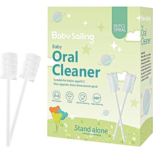 30-Pack Baby Tongue Cleaner Gauze– Gentle Newborn Oral Care, Disposable Toddler Tooth Brush for 0-24 Months Tooth Mouth Gum Clean (Square Style)