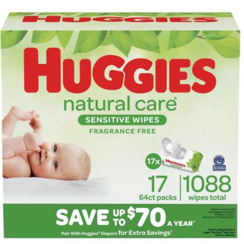Huggies Natural Care Baby Wipe Refill, Fragrance Free, 1,088 ct., Hypoallergenic, with Aloe