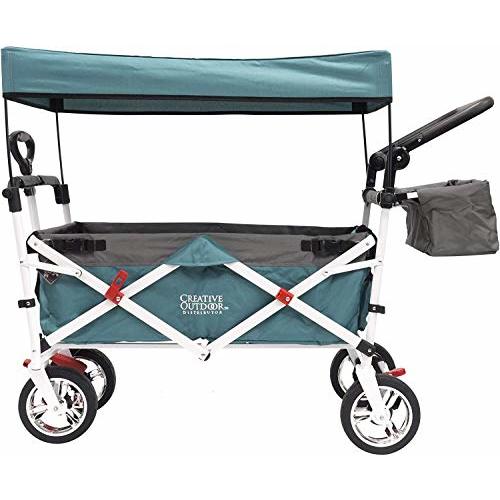 Creative Outdoor Distributor Push Pull Collapsible Folding Wagon Stroller for Kids Teal!