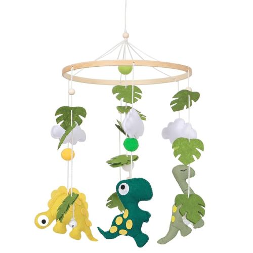 Dinosaur Crib Mobile - Dinosaur Baby Nursery Mobile | Gender Neutral Baby Stuff | Handmade Felt Hanging Dino and Mountain Room Decor for Boys