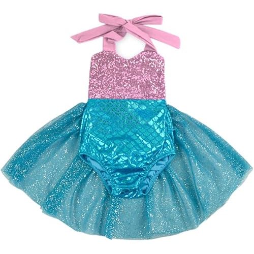 Mermaid Baby Girl One Piece Swimsuits with Tutu Dress