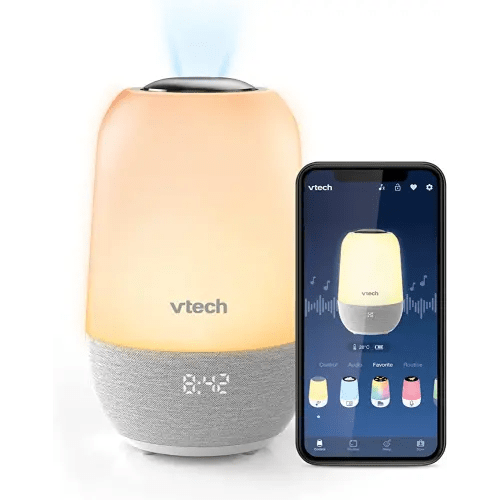 VTech BC8313 V-Hush Soothing Sleep Trainer with 200+ Stories/Songs/Sounds & Sleep Program. Portable Bluetooth HD Speaker, Multi-Color NightLight, Ceiling Projector