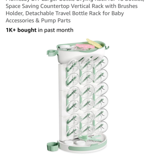 Momcozy DIY Larger Bottle Drying Rack for 18 Bottles, Space Saving Countertop Vertical Rack with Brushes Holder, Detachable Travel Bottle Rack for Baby Accessories & Pump Parts