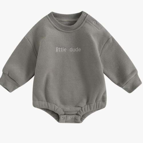 VISGOGO Newborn Infant Baby Boy Girls Oversized Romper Little Dude Sweater Onesie Coming Home Outfit Neutral Clothes